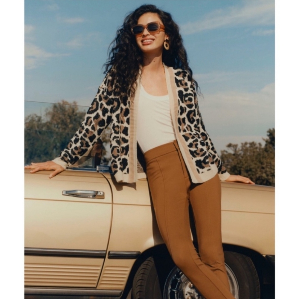 Anthropologie Line & dot luella leopard cardigan